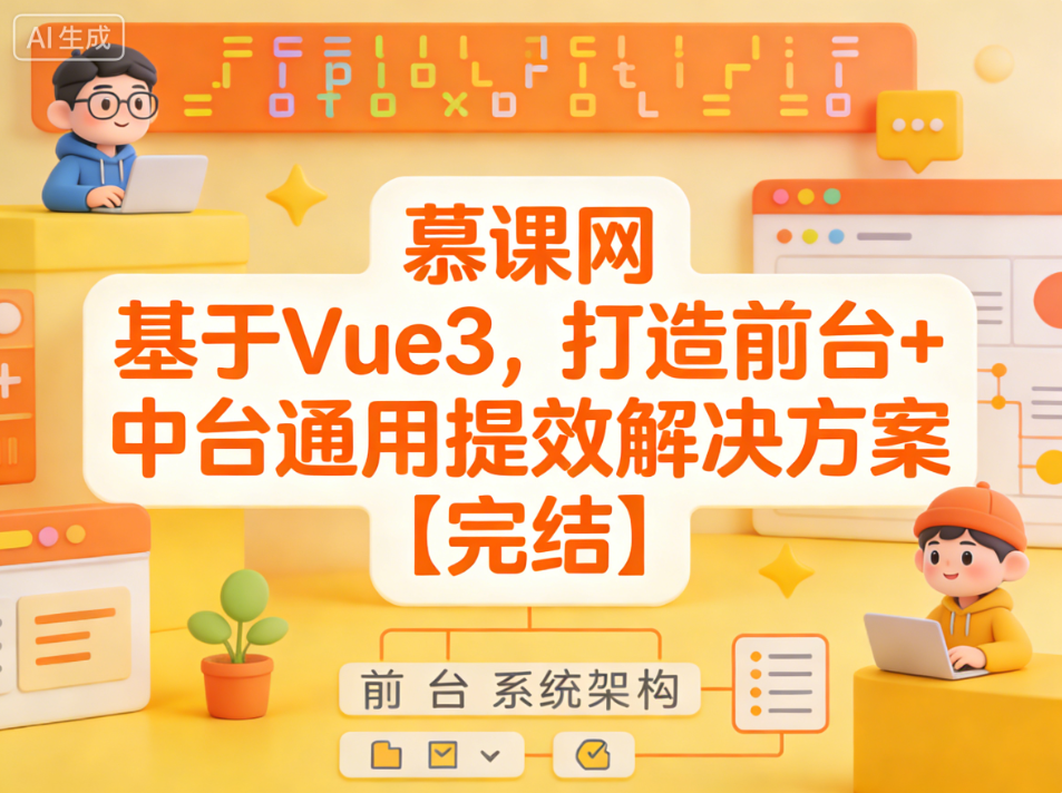 慕课网 基于Vue3,打造前台+中台通用提效解决方案【完结】