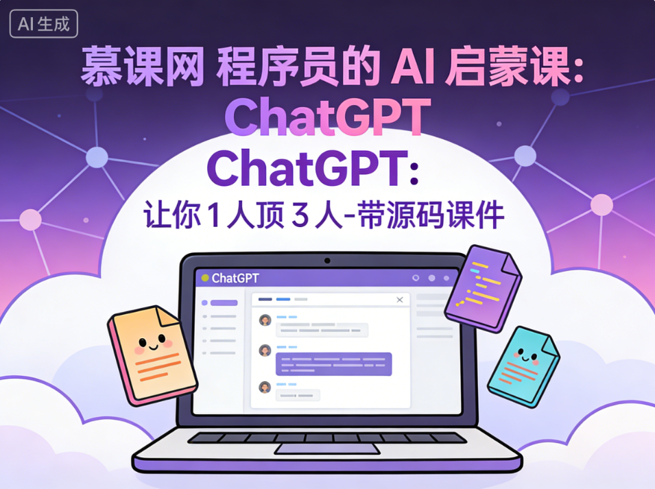 慕课网 程序员的 AI 启蒙课：ChatGPT 让你 1 人顶 3 人 - 带源码课件